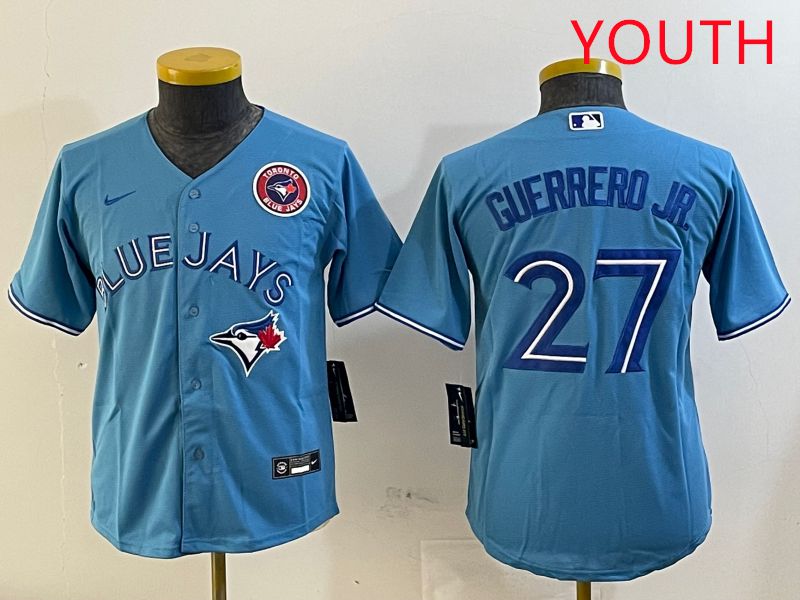 Youth Toronto Blue Jays #27 Guerrero jr Light Blue Game 2025 Nike MLB Jersey style 3